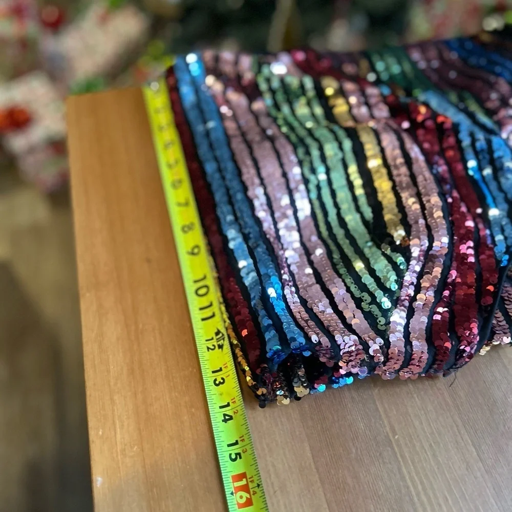Privy Medium Sexy Party/Holiday Multicolor Sequin Striped Dress Side Cutouts